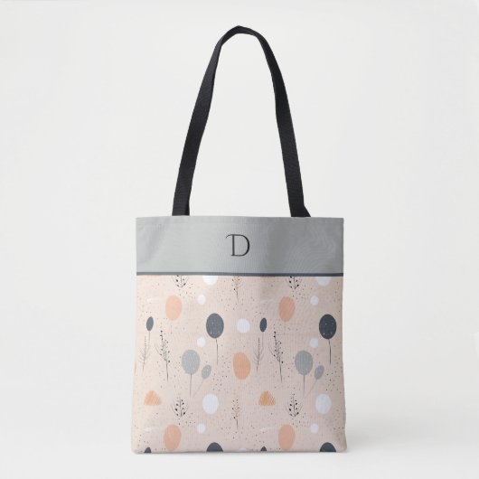 Custom Monogram mit Earthy Minimal Pastel Foliage Tasche (Vorderseite)