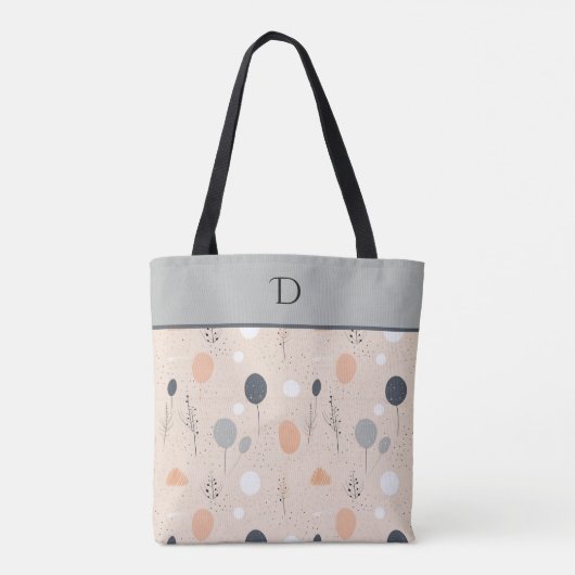 Custom Monogram mit Earthy Minimal Pastel Foliage Tasche (Rückseite)