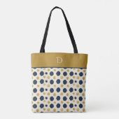 Custom Monogram mit Navy & Mustard Polka Dot Tasche (Rückseite)