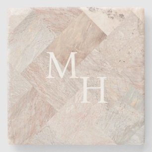 Custom Monogram Modern Abstrakt Elegange Beige Steinuntersetzer