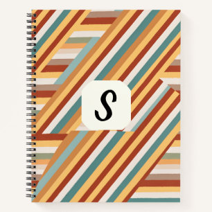 Custom Monogram Modern Retro 70er Geometric Deluxe Notizblock