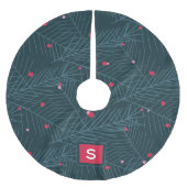 Custom Monogram Modern Spruce Red Holiday Polyester Weihnachtsbaumdecke (Vorderseite)