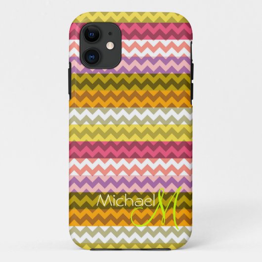 Custom Monogram Modern Zickzack Zigzag 7 Case-Mate iPhone Hülle (Rückseite)
