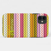 Custom Monogram Modern Zickzack Zigzag 7 Case-Mate iPhone Hülle (Rückseite (Horizontal))