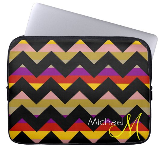 Custom Monogram Modern Zickzack Zigzag 8 Laptopschutzhülle (Vorderseite)