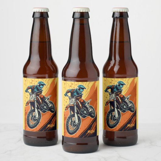 Custom Monogram Motocross Bierflaschenetikett (Flaschen)
