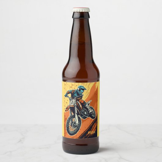 Custom Monogram Motocross Bierflaschenetikett (Vorderseite)