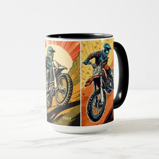 Custom Monogram Motocross Tasse (VorderseiteRechts)
