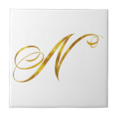 Custom Monogram N Imitats Gold Foil Monogramme Ini Fliese (Vorderseite)