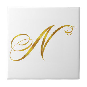 Custom Monogram N Imitats Gold Foil Monogramme Ini Fliese