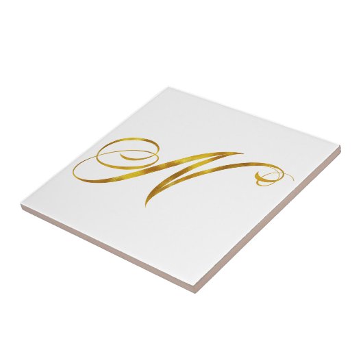 Custom Monogram N Imitats Gold Foil Monogramme Ini Fliese (Seite)