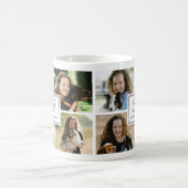 Custom Monogram & Name 4 Photo Collage Grid Kaffeetasse (Mittel)