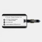 Custom Monogram, Name and Photo, Black and White Gepäckanhänger (Rückseite horizontal)