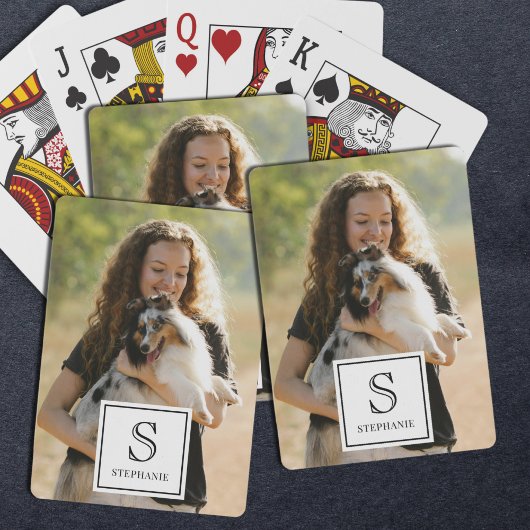 Custom Monogram, Name and Photo Modern Photography Spielkarten