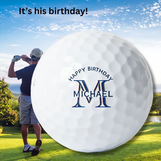 Custom Monogram Name Birthday Golf Balls Golfball