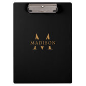 Custom Monogram Name Black Executive Clipboard Klemmbrett (Vorderseite)