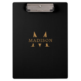 Custom Monogram Name Black Executive Clipboard Klemmbrett