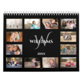 Custom Monogram Name Black Photo Kalender (Titelbild)
