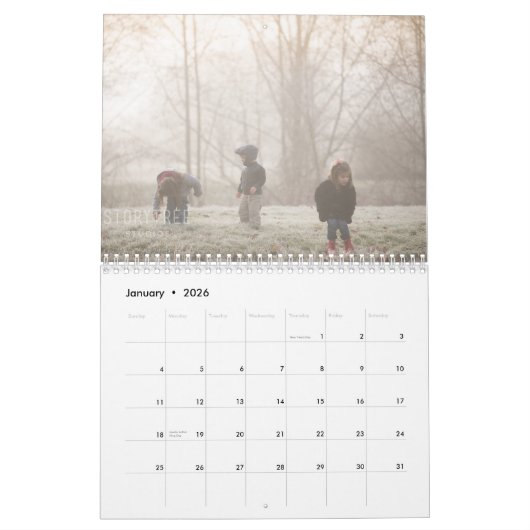 Custom Monogram Name Blue Photo Kalender (Jan 2026)