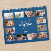 Custom Monogram Name Blue Photo Kalender