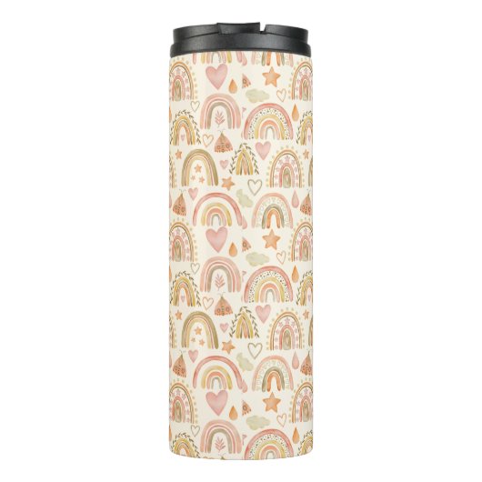 Custom Monogram Name Boho Rainbow Tumbler Bottle Thermosbecher (Rückseite)