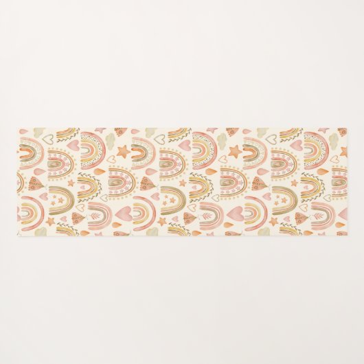 Custom Monogram Name Boho Rainbow Yoga Mat Yogamatte (Rückseite (Horizontal))