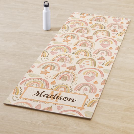 Custom Monogram Name Boho Rainbow Yoga Mat Yogamatte (Beispiel)