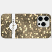 Custom Monogram Name Brown Heart Bokeh Art Case-Mate iPhone Hülle (Rückseite (Horizontal))