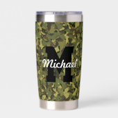 Custom Monogram Name Cool Sports Men Green Camoufl Thermobecher (Rückseite)