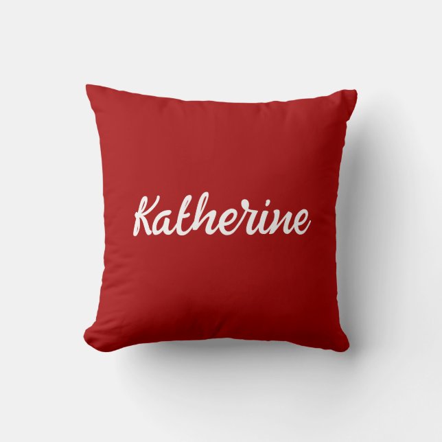 Custom Monogram Name Dark Candy Apple Red Kissen (Vorderseite)