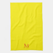 Custom Monogram Name Elegant Bright Yellow & Red Geschirrtuch (Vertikal)