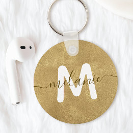 Custom Monogram Name Gold Foil Luxe Schlüsselanhänger