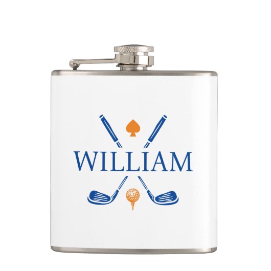 Custom Monogram Name Golf Clubs Ace Classic Flachmann (Vorderseite)