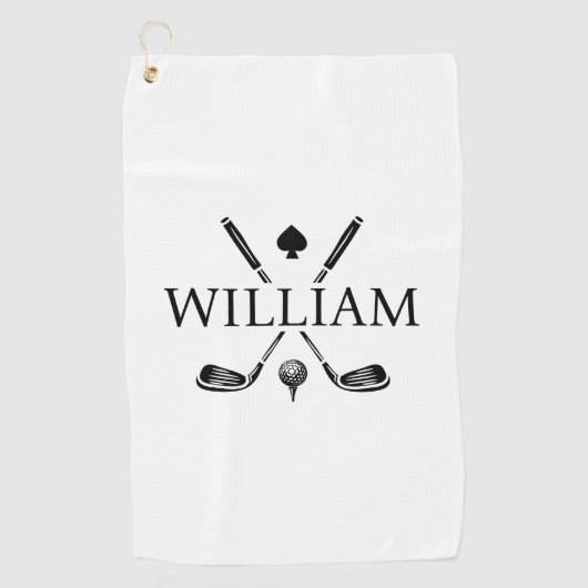 Custom Monogram Name Golf Clubs Ace Golf Balls Golfhandtuch (Vorderseite)
