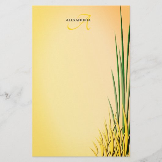 Custom Monogram Name Grass Border Stationierung Briefpapier (Vorderseite)