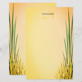 Custom Monogram Name Grass Border Stationierung Briefpapier (Vorne/Hinten)