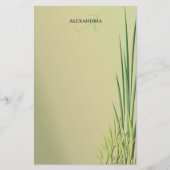 Custom Monogram Name Grass Border Stationierung Briefpapier (Vorderseite)