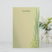 Custom Monogram Name Grass Border Stationierung Briefpapier (Stehend Vorderseite)