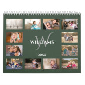 Custom Monogram Name Green Photo Kalender (Titelbild)