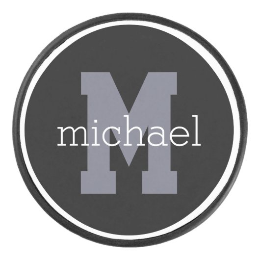 Custom monogram & name hockey puffer eishockey puck (Vorderseite)
