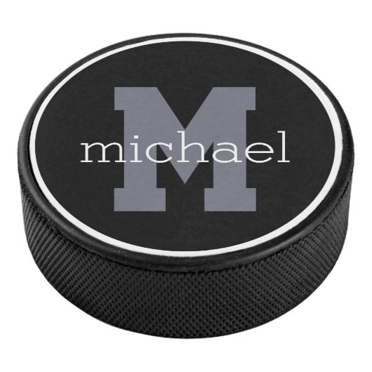 Custom monogram & name hockey puffer eishockey puck (3/4)