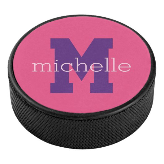 Custom monogram & name hockey puffer eishockey puck (3/4)