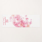 Custom Monogram|Name mit Modern Pink Blume Yogamatte (Vorderseite (Horizontal))