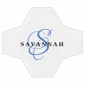 Custom Monogram Name Modern Fun Sports Blue Fußball (Flach)