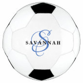 Custom Monogram Name Modern Fun Sports Blue Fußball (Vorderseite)