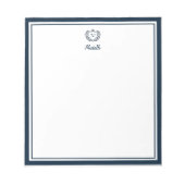 Custom Monogram Name Royal Wappen Emblem Navy Blue Notizblock (Vorderseite)