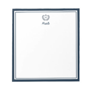 Custom Monogram Name Royal Wappen Emblem Navy Blue Notizblock