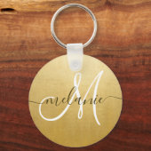 Custom Monogram Name Trendy Script Gold Foil Schlüsselanhänger (Vorderseite)