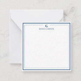 Custom Monogram Navy Blue Border Stationer Mitteilungskarte