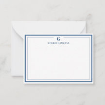 Custom Monogram Navy Blue Border Stationer